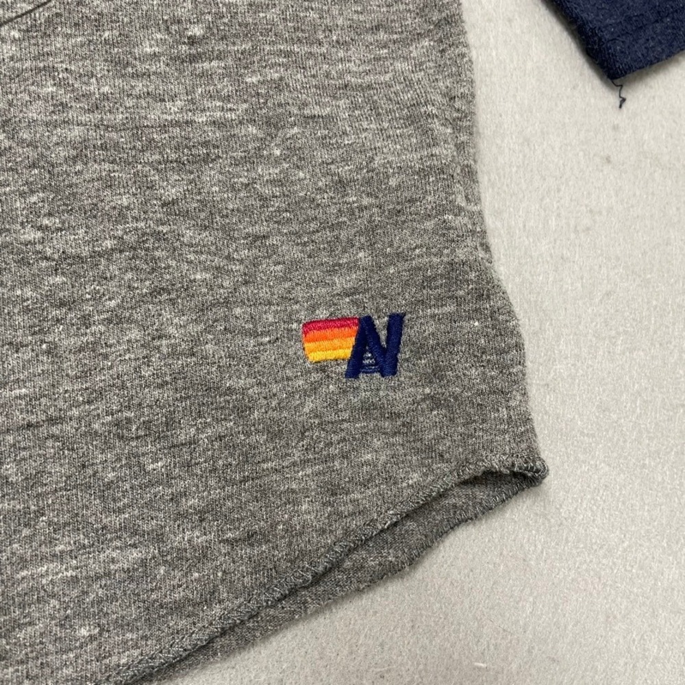 Aviator Nation Raglan Tee Unisex 8 Kids Gray Navy Rainbow Mountain Graphic USA - Picture 3 of 8